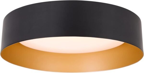 Flush Mount Ceiling Light,12.5 inch LED Ceiling Light Fixture,Matte Black with Gold Inside,3000K/Warm White/18W(100w Equiv.),Dimmable Outdoor Lighting Fixtures Ceiling for Bedroom and Hallway