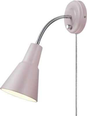 1-Light Plug-in or Hardwire Wall Sconce, Chrome Gooseneck, Matte Rose, 6ft Clear Cord, Bulb Not Included