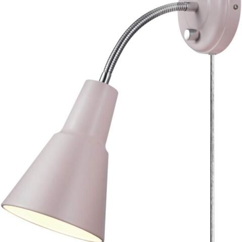 1-Light Plug-in or Hardwire Wall Sconce, Chrome Gooseneck, Matte Rose, 6ft Clear Cord, Bulb Not Included