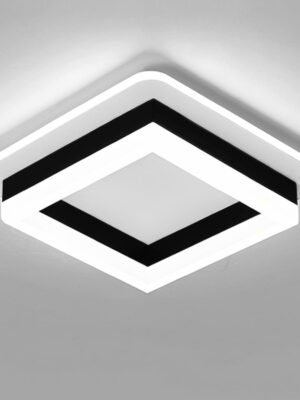 Square Modern Led Ceiling Light Fixture, 24W Black Flush Mount Hallway Ceiling Light Small Close to Ceiling Lamp for Living Room Bedroom Kitchen Balcony Cloakroom (Cool White, 6000K)