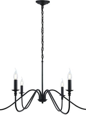 Black Chandelier,6-Light Rustic Industrial Iron Chandeliers for Dining Room Lighting Fixtures Hanging,Candle Hanging Hallway, Living Room, Foyer, Bedroom, Office, Bar,Island Lights
