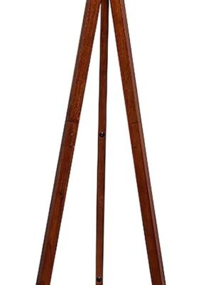 Wood Tripod Floor Lamp, Mid Century Standing Lamp, Modern Design Studying Light for Living Room, Bedroom, Study Room and Office, Flaxen Lamp Shade with E26 Lamp Base Brown
