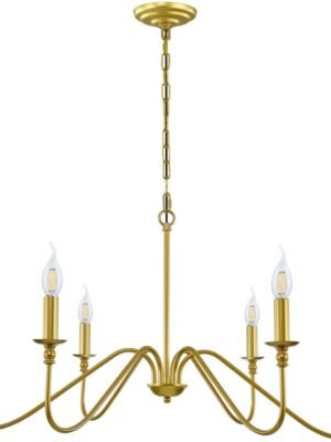 Gold Chandelier, 6-Light Chandelier for Dining Room, Bedroom, Foyer, Living Room, Kitchen Island, Entryway, Office, Bar,Farmhouse Decor