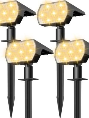 Solar Lights Outdoor Waterproof IP68, 56 LED 3 Lighting Modes Solar Powered Garden Yard Spot Solar Lights for Outside Landscape- 4 Pack (Warm White)