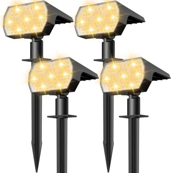 Solar Lights Outdoor Waterproof IP68, 56 LED 3 Lighting Modes Solar Powered Garden Yard Spot Solar Lights for Outside Landscape- 4 Pack (Warm White)