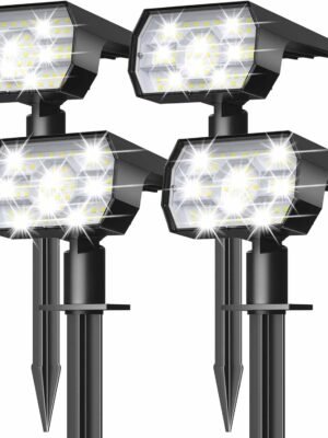 Solar Lights Outdoor Waterproof IP68, 56 LED 3 Lighting Modes Solar Powered Garden Yard Spot Solar Lights for Outside Landscape- 4 Pack (Cool White)