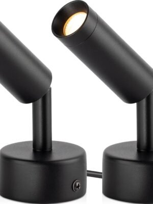 2 Pack Indoor Spotlight LED Up Lights for Plant 120V Floor Spot Lights Accent Light Indoor Uplighting Warm White Spotlight Lamp Accent Lighting LED Uplight, 5.9 FT Plug Cord with Foot Switch