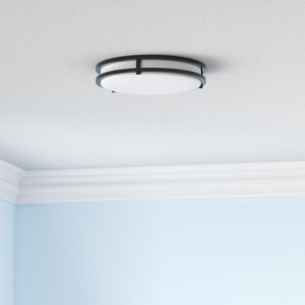 2-Pack 36W LED Flush Mount Ceiling Lights, 3000LM Black Ceiling Light Fixtures, 5 Color in One (2700K/3000K/4000K/5000K/6500K), 12'' Modern Round Ceiling Lamp for Kitchen Hallway Stairwell Offices