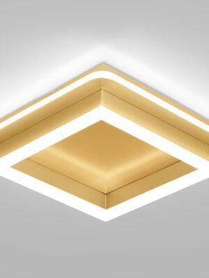 Square LED Hallway Ceiling Light, Gold Modern Led Ceiling Light Fxitures, 6000K Cold White Small Flush Mount Ceiling Lamp for Hallway Bedroom Kitchen Balcony Cloakroom
