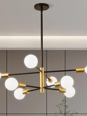 Chandelier, 8-Light Dining Room Light Fixture, 4-Height Adjustable Chandeliers for Dining Room, Dimmable Dining Room Chandelier,  Chandeliers with Stable Metal Base, E26 Sockets
