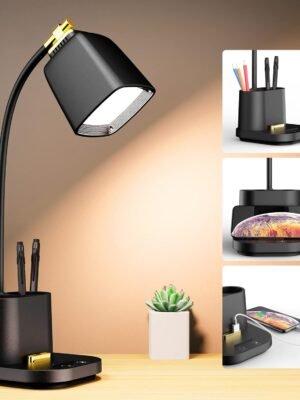 LED Desk Lamp with USB Charging Port Touch Control 3 Color Modes, Stepless Dimming, Home Office Desk Lamp, LED Small Desk Lamp in University Dormitory, Study Desk Lamp, Gooseneck Lamp