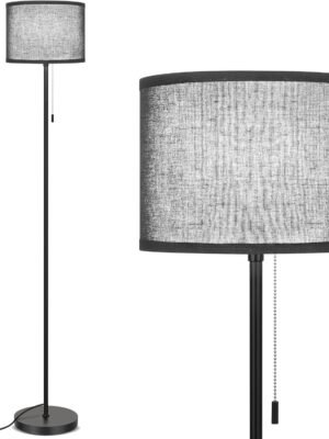 Floor Lamp for Living Room, LED Modern Simple Standing Lamp, Black Tall Lamps for Bedroom, Living Room, Office, Kids Room and Reading, Minimalist Pole Lamp with Shade, Without Bulb