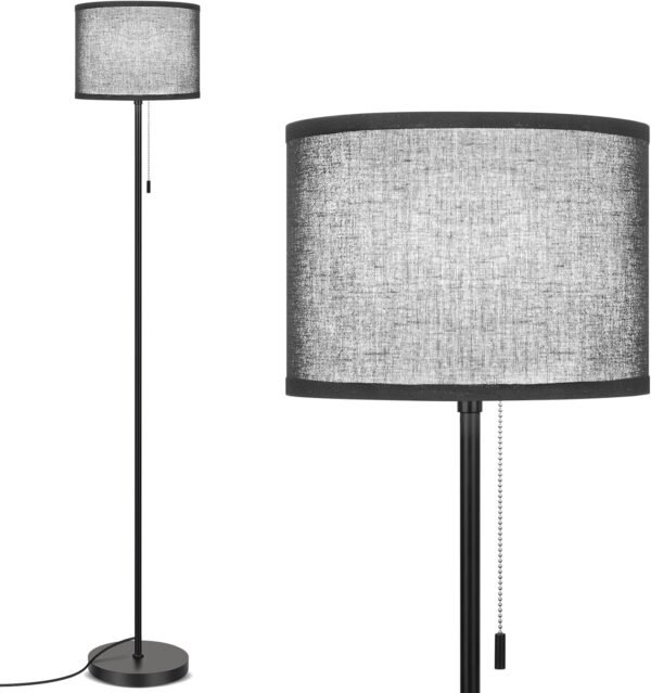 Floor Lamp for Living Room, LED Modern Simple Standing Lamp, Black Tall Lamps for Bedroom, Living Room, Office, Kids Room and Reading, Minimalist Pole Lamp with Shade, Without Bulb