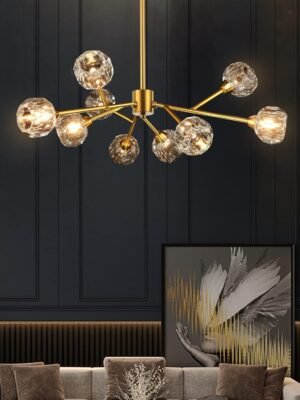 Chandeliers for Dining Room Light Fixture, Modern Crystal Chandeliers, 9 Lights Gold Chandelier for Living Room Bedroom, Dining Room Chandelier Over Table, Kitchen Light Fixtures