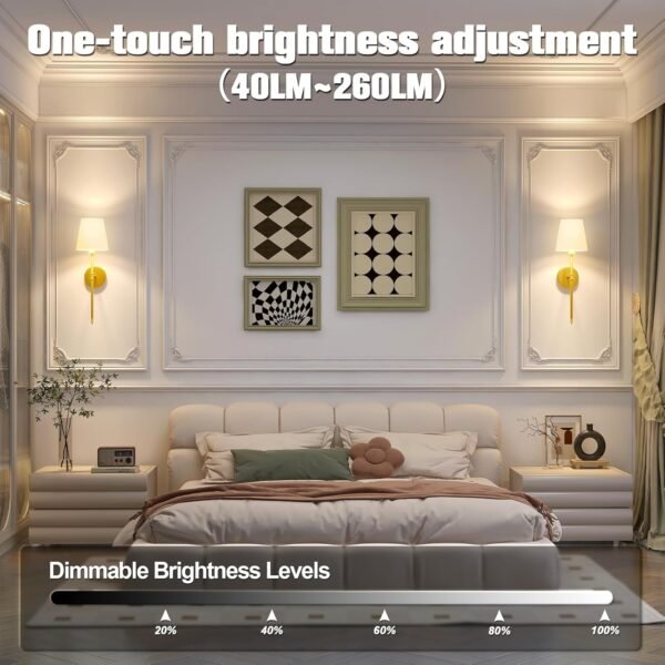 Wall Lights Battery Operated Wall Sconces Set of 2,Gold Wireless Wall Sconces with Remote,9 Colors Modes Rechargeable Wall lamp for Bedroom Living Room