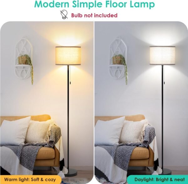 Floor Lamp for Living Room, LED Modern Simple Standing Lamps, Tall Lamp for Bedroom, Kid, Office, Reading Room Black Pole Light Without Bulb