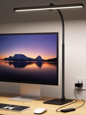 LED Desk Lamps for Home Office, Tall Desk Light with Base, Flexible Gosseneck Adjustable Height 5-Level Dimmable Brightness & Color, Architect Lamp for Working,Reading,Crafting,Study