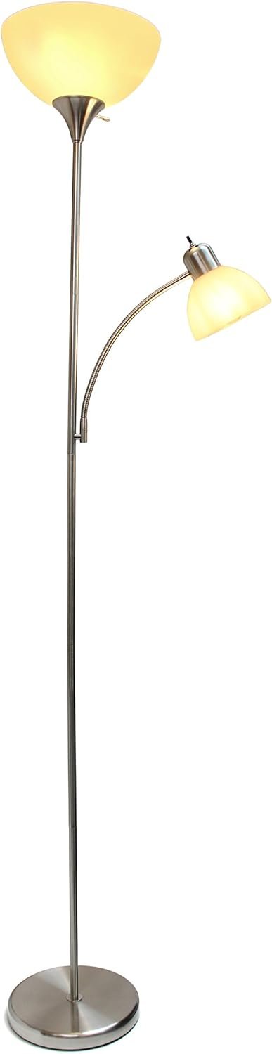 Mother-Daughter Floor Lamp with Reading Light, Brushed Nickel