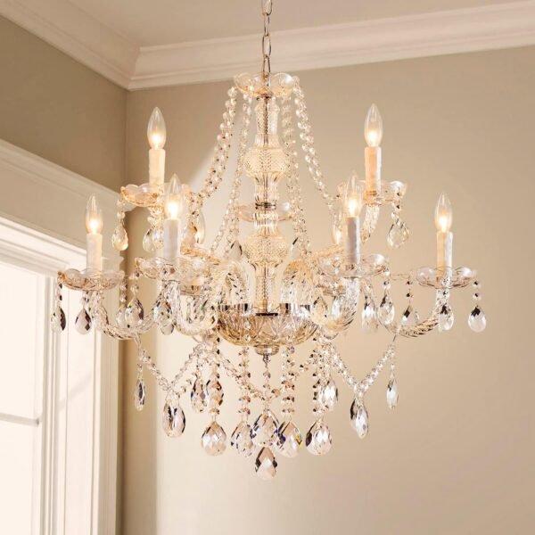 9 Light Modern Contemporary Elegant Crystal Glass Chandelier Pendant Ceiling Lighting Fixture