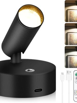 Wireless LED  with Remote, Uplighting Indoor with Rechargeable Battery Operated, 3 Picture Light with Timer＆Dimmable, Spot Lights Indoor Accent Up light for Plant, Picture, Wall Art